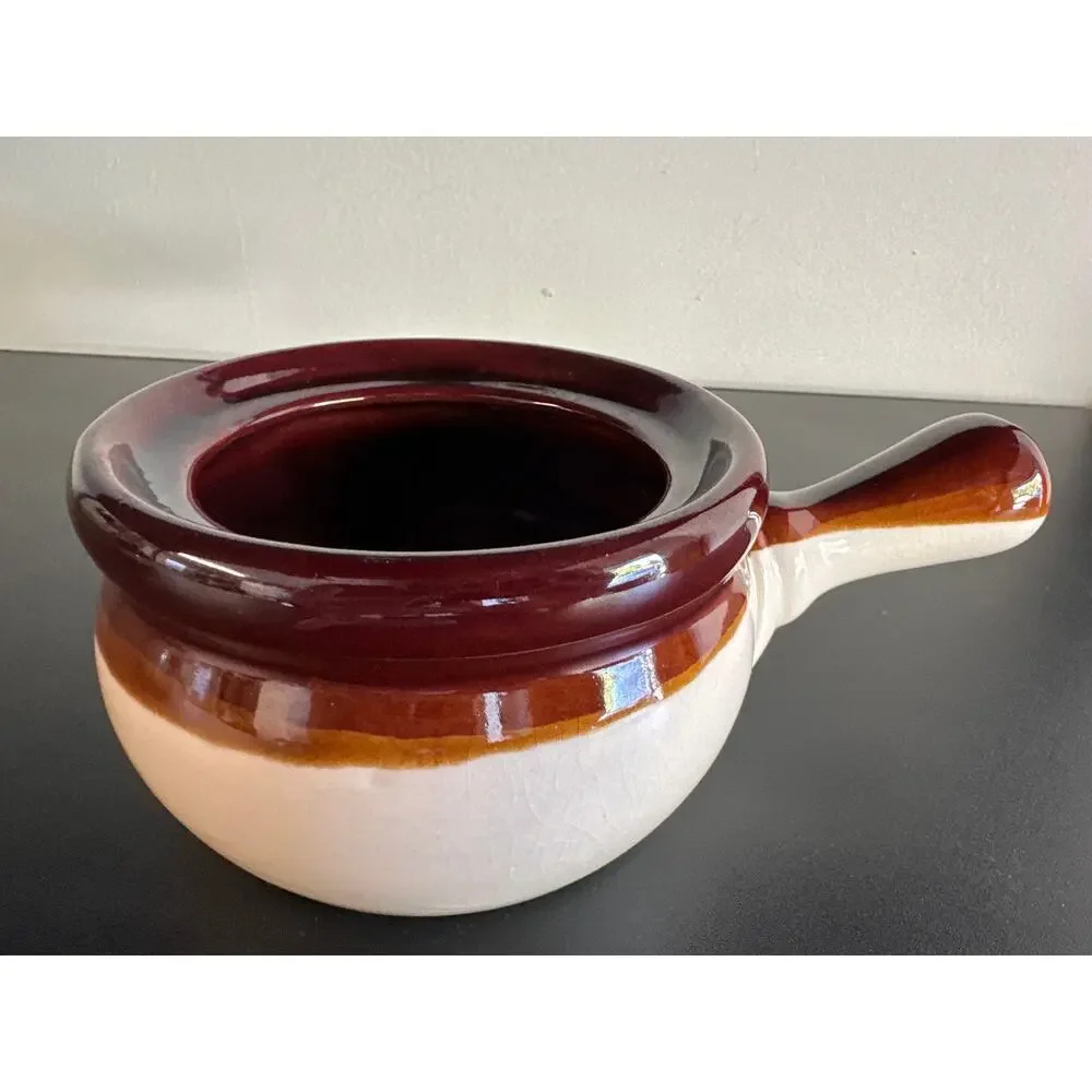 (2) Vintage Pottery Soup/Chili Bowls French Onion Soup Oven Baked Beans